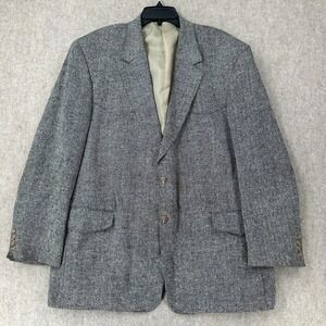Bar WS Yoke 100% Silk Blazer Jacket Mens 46R‎ Gray Herringbone Western